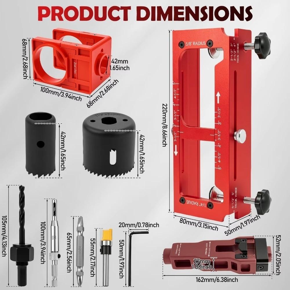 High Accuracy Door Hinge Jig Aluminum Zinc Zinc Alloy Hinge Drilling Locator Template Cabinet