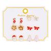 Festive Christmas Earrings Set: Creative Reindeer, Snowflake & Santa Claus Studs for Women