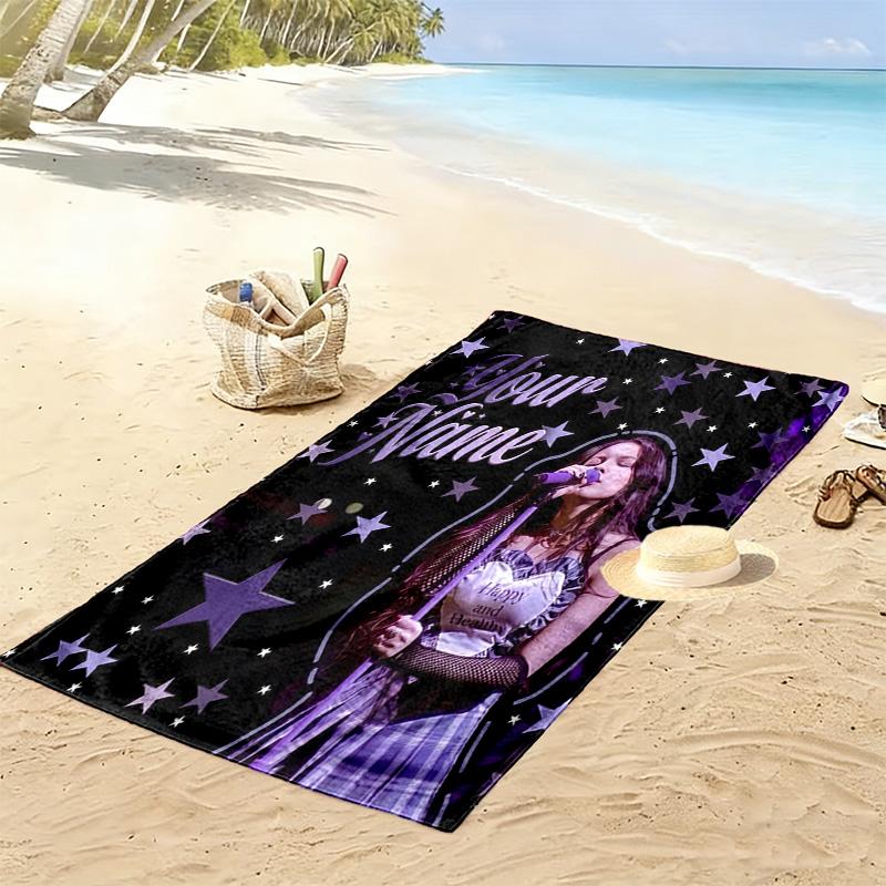 Custom Name Olivia Isabel Rodrigo Print Beach Towel, Large Soft Quick Dry Towel for Beach Camping Swimming -HE78