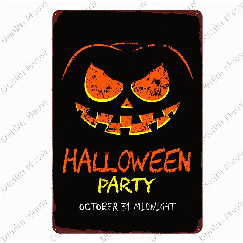Halloween Party Poster, Happy Halloween Vintage Metal Signs, Bar, Pub, Cafe, Home Decor, Tin Painting, Tin Plate, N369