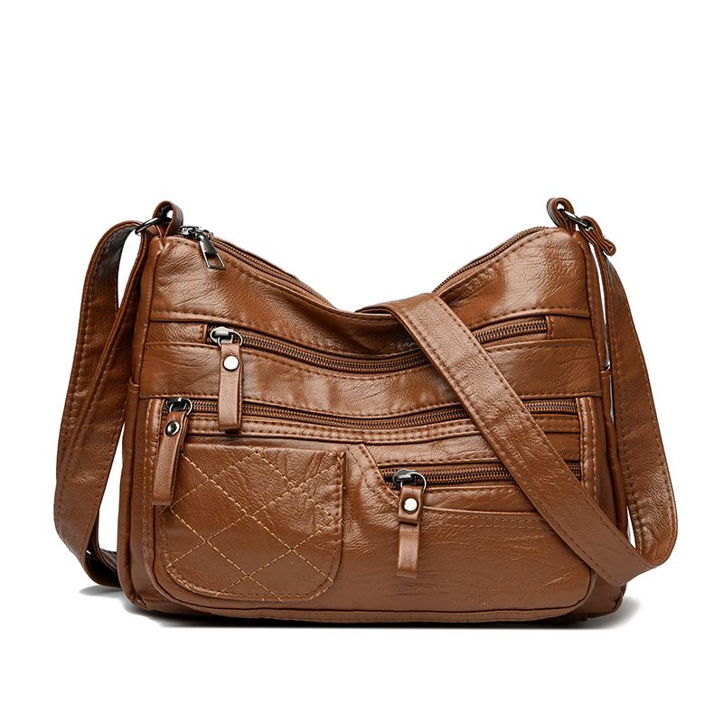 Large Capacity Shoulder Bag Women's Crossbody Bag Multi-Layer PU Middle-Aged Mother Bag