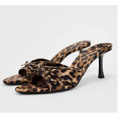 Nuovissimi Sandali da Donna con Stampa Leopardata Estate Sandali con Tacco Donna Sexy Tacco Slingback Scarpe da Donna Pantofole Scarpe da Donna