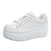 Fashion High quality 8cm Super High Platform Wedge Sneakers Genuine Leather Shoes Women Spring Autumn Green White Shoes Summer Sneakers