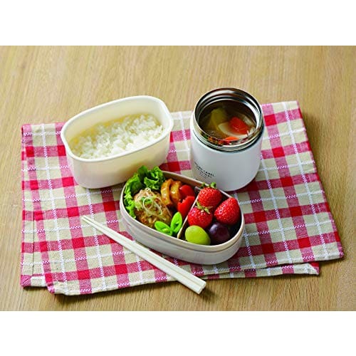 Pearl Metal Home Label Stainless Steel Slim Lunch Jar 680 with Bag, White, HB-5445