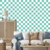 Checkerboard Wallpaper White, Sea Green and Mint for Living Room and Bedroom 50x1000