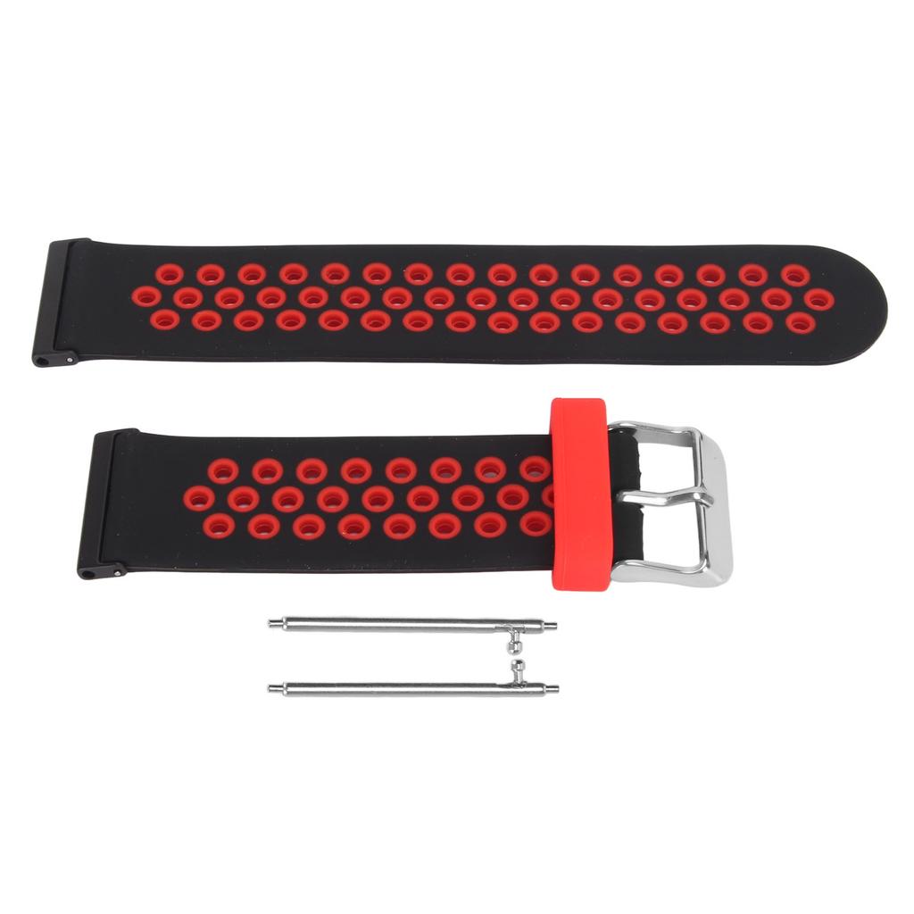 Bracelet de montre de remplacement 24 mm Contraste de couleur Ajuster la taille Bracelet de montre en silicone souple pour Spartan Hr Baro Noir Rouge