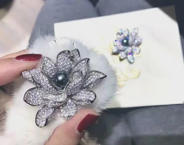 DIY Lotus Pearl Brooch Kit: Semi-Finished Corsage Pin with Needle for Women