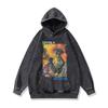 American Street Retro Trendy Brand Hoodie Cartoon Print Washed Old Loose Hooded Sweater Men