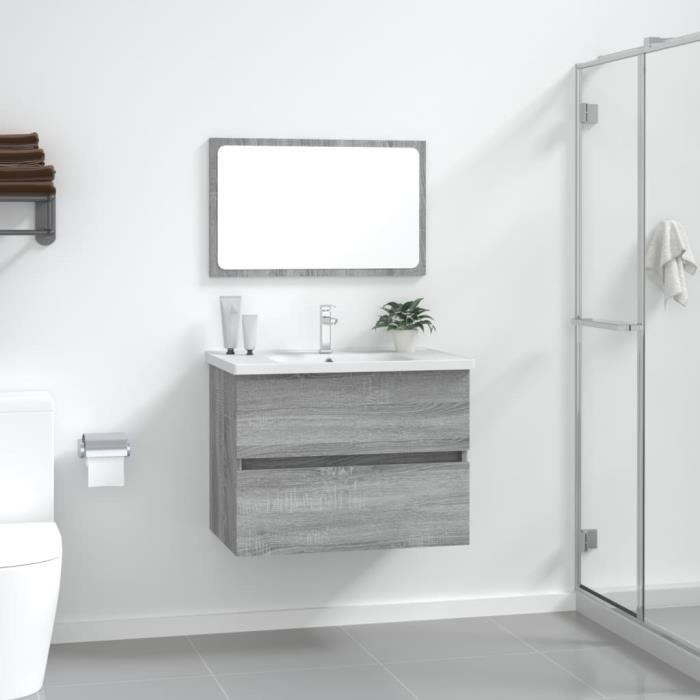 815736 vidaXL Bathroom Furniture Set 2 Pcs Sonoma Grey