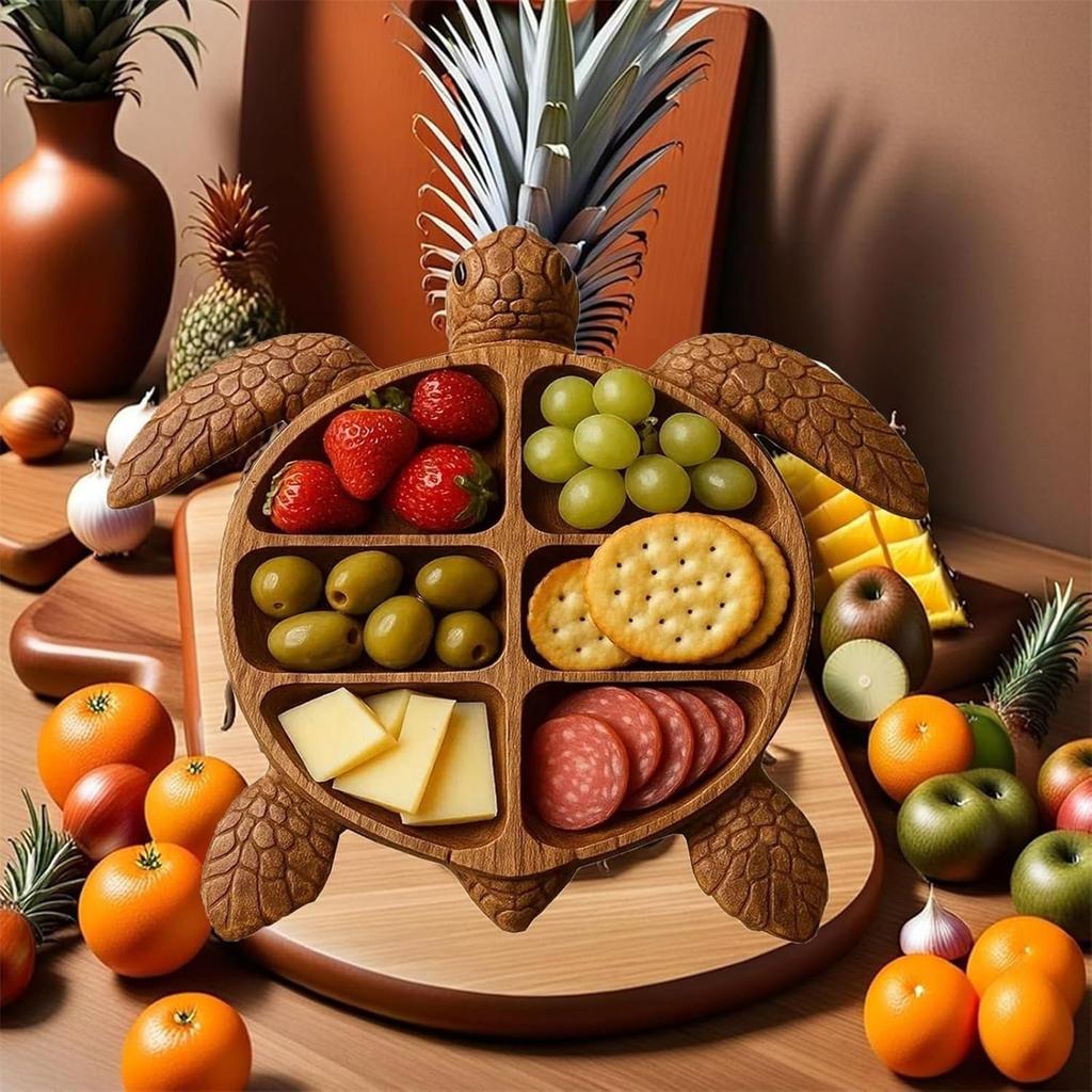 Tábua de Charcutaria, Bandeja de Servir de Madeira, Travessa Temática para Queijos, Snacks, Frutas, Decoração de Comida para Cozinha Doméstica, Presente para Amantes de Tartarugas e Frequentadores de Praia