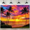 2D Vibrant Colorful Sky Seaside Tropical Holiday Wall Tapestry