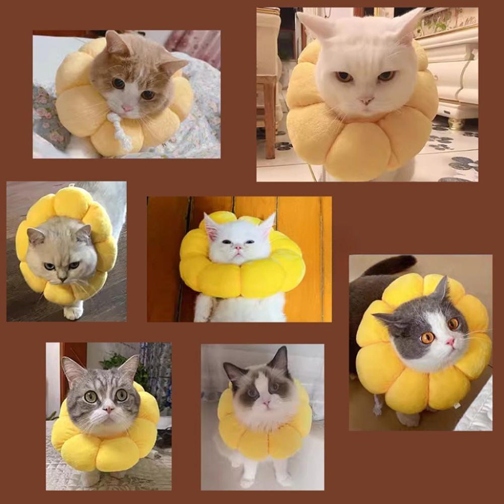 Sunflower Pet Elizabeth Collar, Cute Sunflower Shape Adjustable Recovery Cone, For Cats Dogs Anti-Licking & Biting Protection