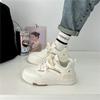 Little White Shoes Women's 2025 Spring New Platform Shoes Women's Leather Lace-up Casual Sports Round Head Board Shoes Women's