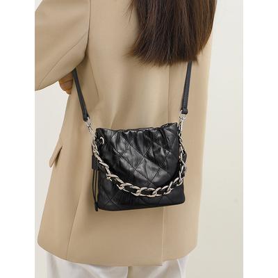 Handtasche Damen Sommer Eimer Tasche mit Rautenmuster Gemüsekorb Leder Handtasche für Damen Crossbody Tasche zum Tragen
