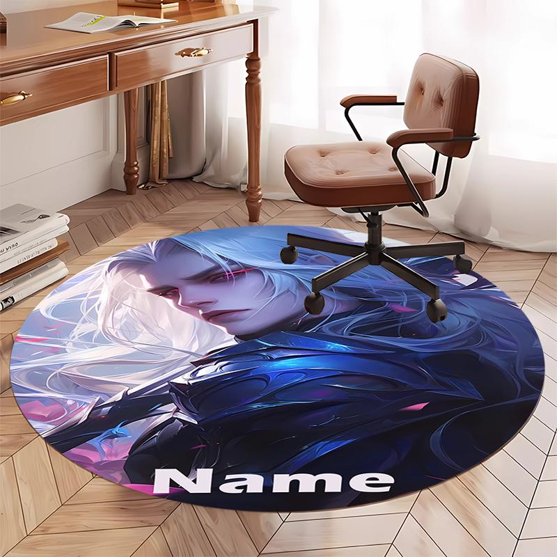 Custom Name League of Legends Printed Round Rug Carpet Chair Rug Area Rug Entryway Doormats,for Office Chair Living Room Bedroom Kitchen Room.