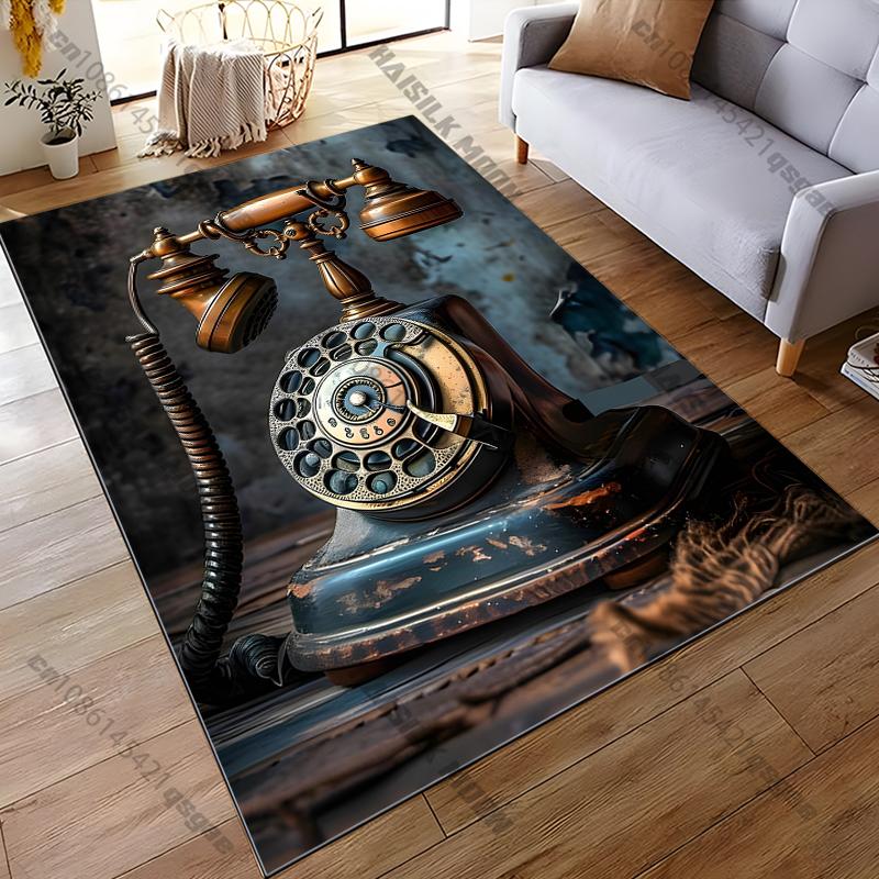 

Retro Telephone Printing Carpet Game Room Living Room Bedroom Area Non-slip Carpet Door Mat Birthday Rugs Gift Home 40x60cm