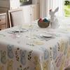 Easter Colorful Watercolor Rabbits Cute Bunny Tablecloth Rectangle Washable Table Covers for Spring Indoor Outdoor Dining Table Home Party
