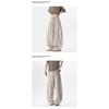Vintage Linen Wide Leg Pants Elastic Waist Draped Loose Baggy Trousers Summer Casual Streetwear Long Pants