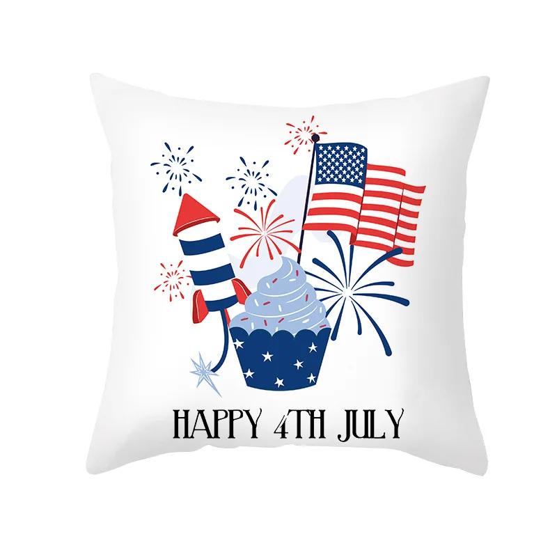 USA July 4th Independence Day Gifts Sofa Decor Throw Pillow Case Home Decorative Cushion Cover Fireworks Printed Pillows Cover