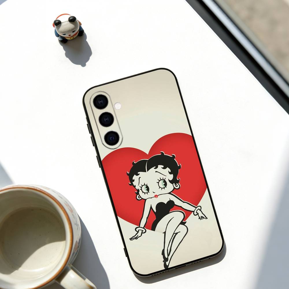 Cartoon Betty Boop Phone Case Soft black For Samsung Galaxy A73,A72,A71,A70,A53,A52,A51