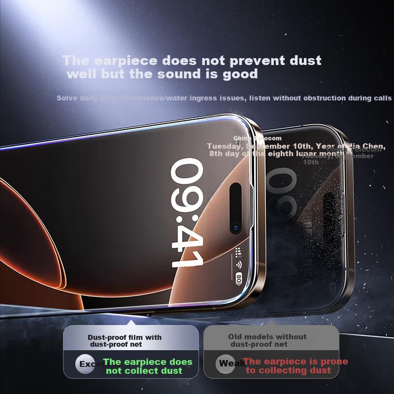 Corning Glass Film Tempered Glass Screen Protector for IPhone 16 Pro Max, Full Coverage Anti-Drop Anti-Fingerprint HD Film with Dust-Free Installatio