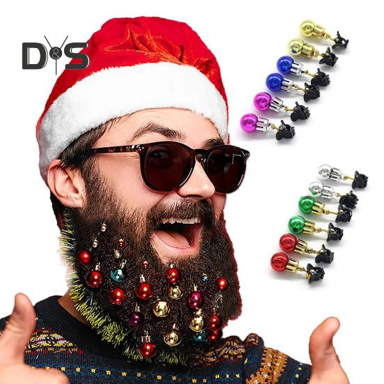 Beard Ornament Christmas Beard Jingle Bell Clip Decoration Plastic Facial Hair Bauble Clips for Holiday Party Decor