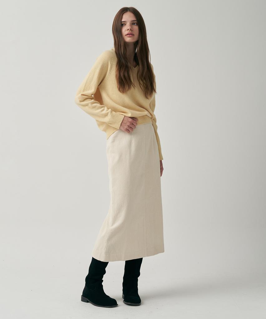 Mot Corduroy Slit Skirt - Ivory