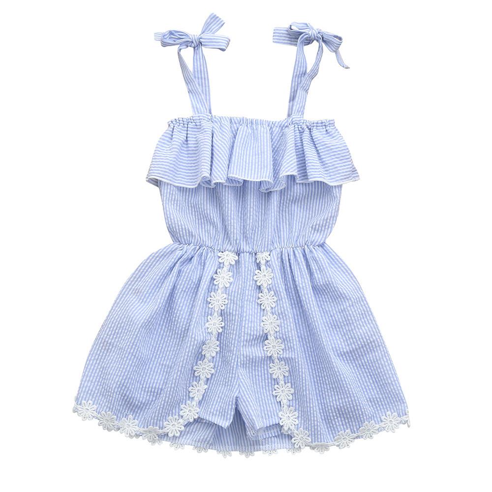 hunan Toddler Kids Little Girls Strap Rompers Jumpsuits Heart Print Ruffle Short Overalls Summer Outfit Clothes