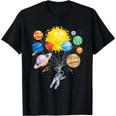 Zabawna koszulka astronauta kosmos balon planeta nauka Układ Słoneczny