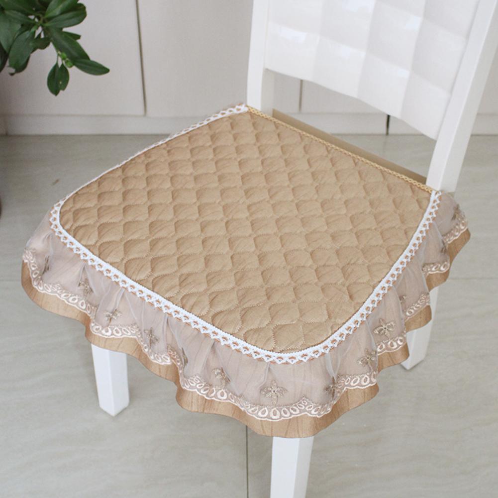 Chair Cushion with Stain Protection Dining Chair Seat Protector Quilted Lace Ruffle Chair Cushion with for Dining