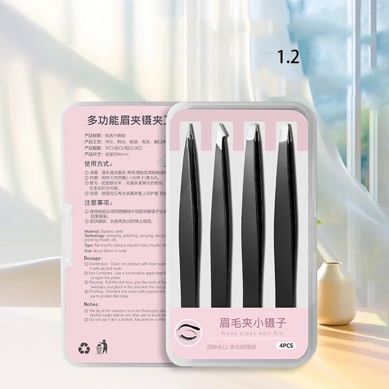Eyebrow Tweezers Set 4 Pcs/set Stainless Steel Precision Eyebrow Tweezers Professional Makeup Tools For Women & Girls Gift