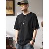 Men's Summer Trendy Brand Plain Cotton Round Neck Short-Sleeve T-Shirt, Versatile Loose Fit Base Layer Top