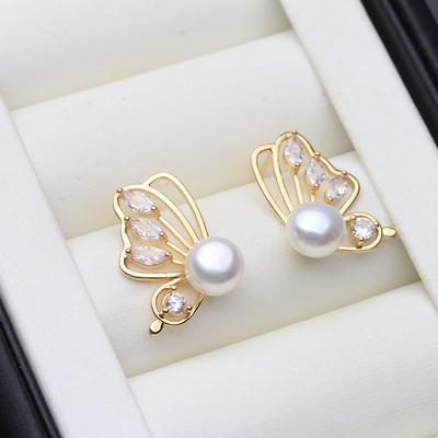 Genuine Freshwater Pearl Earrings Women,Trendy Cultured 925 Silver Stud Earrings with Pearls Wife Anniversary Gift White Black
