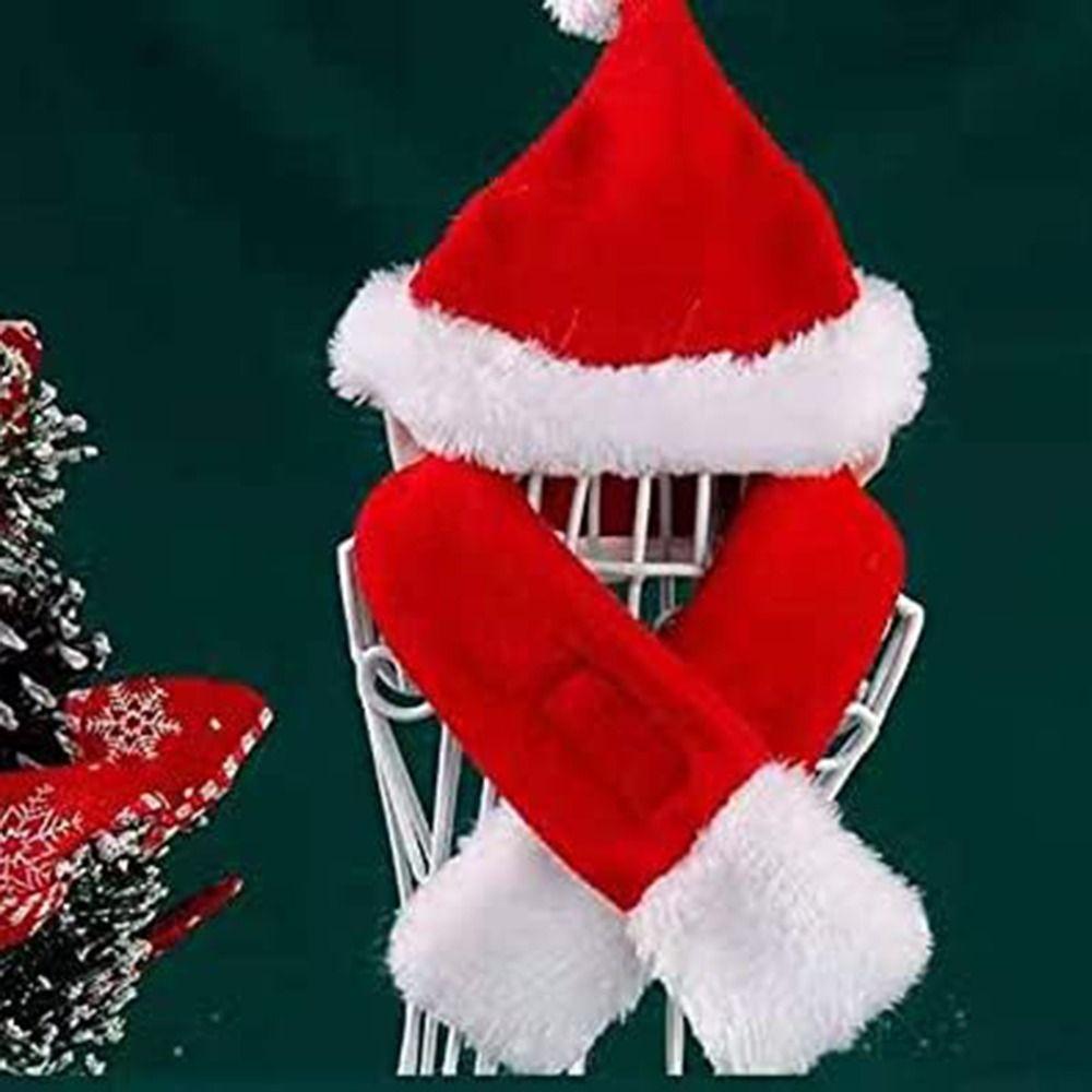 2Pcs/Set Santa Claus Scarf Christmas Pet Costume Set Christmas Decoration  Animal Decorate