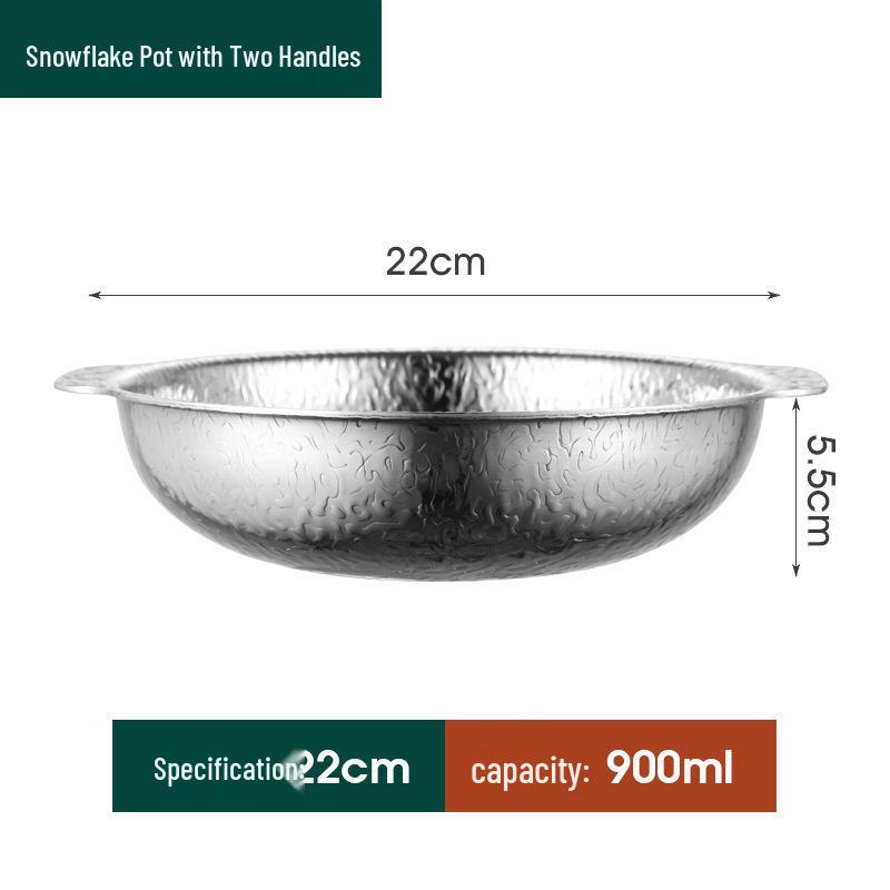 Stainless Steel Snowflake Design Japanese Sukiyaki Pot with Double Ears