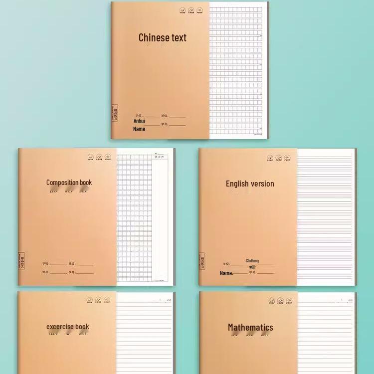B5 Kraftpapier Englisch Schülerheft - Frischer Stil, Großes 16K Format