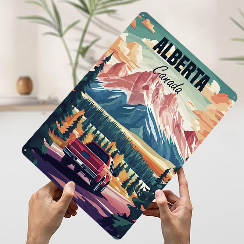 

Alberta Canada Travel Poster Customized Wall Art Vintage Metal Signs Retro Tin Plaque for Man Cave Decoration Home House Decor 7.9x11.8In(20x30cm)