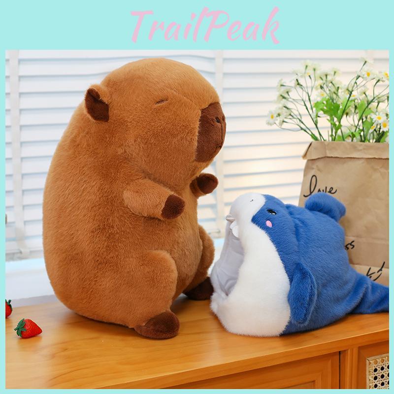 Hat Capybara Shark Plush Toy Cartoon Stuffed Animal Doll Decoration Gift Kids