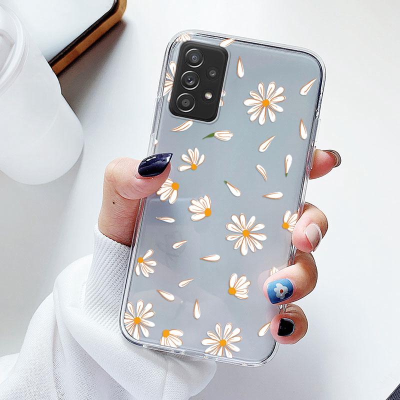 Phone Case For Samsung A52s A52 Floral Silicon Cover For Samsung Galaxy A52 Fundas Coque Transparent Soft Capas Flower TPU