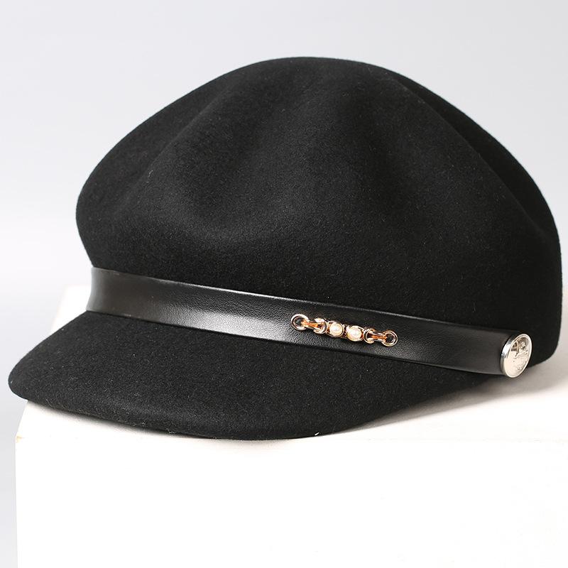Autumn and Winter New Top Hat Wool Cap Fashionable Elegant Hat Women's Trendy Woolen Hat Fashionable Star Anise Felt Hat