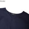 ZANZEA Women Casual V-Neck Solid Color Long Sleeve Loose Dress