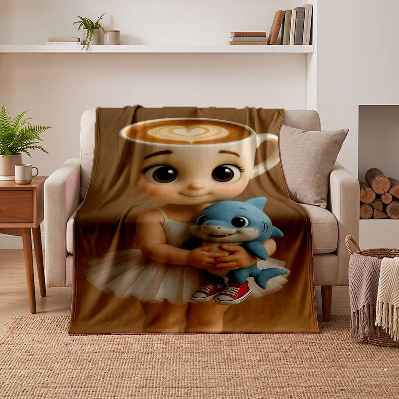 Ballerina Cappuccina Soft Warm Flannel Blankets Comfortable Blanket for Home Decoration Gifting