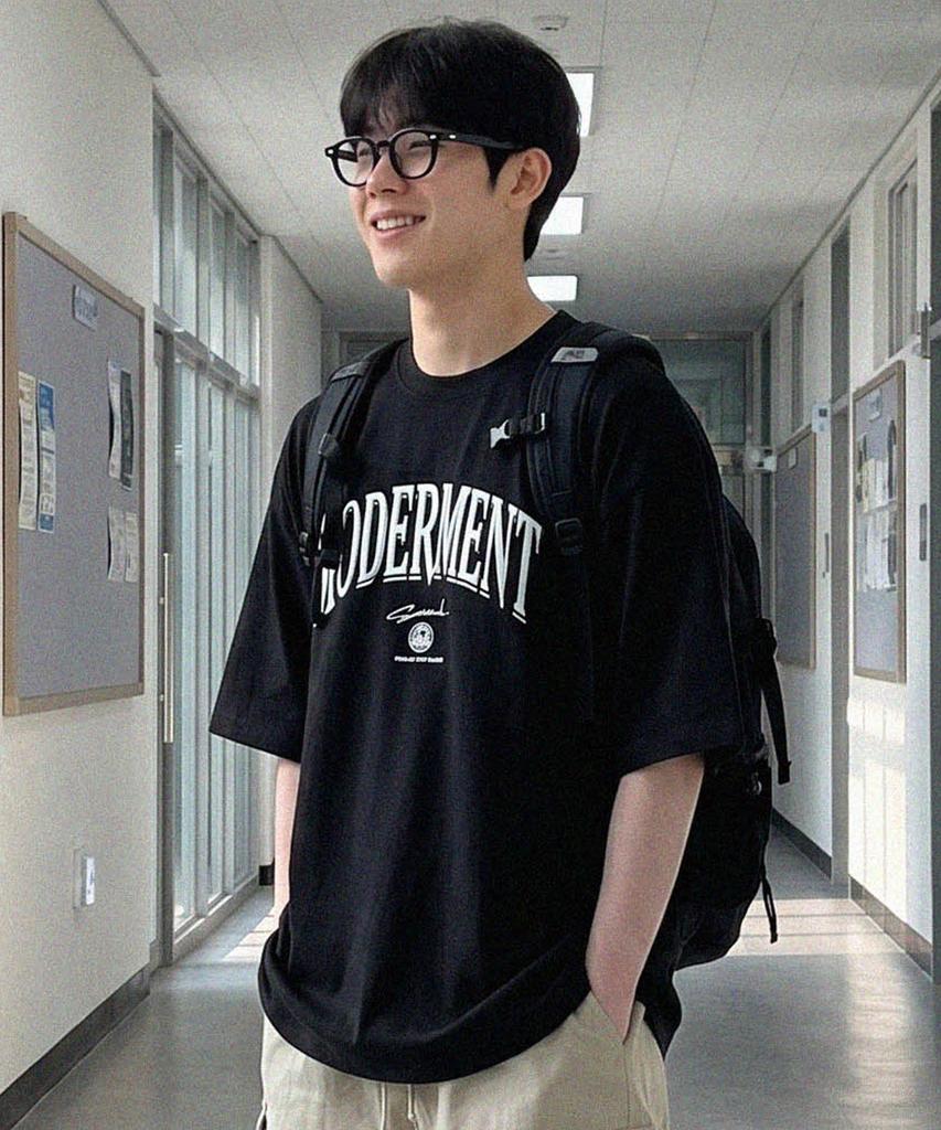 Modernoment Arch Logo Oversized Short Sleeve T-Shirt [Melange Grey]