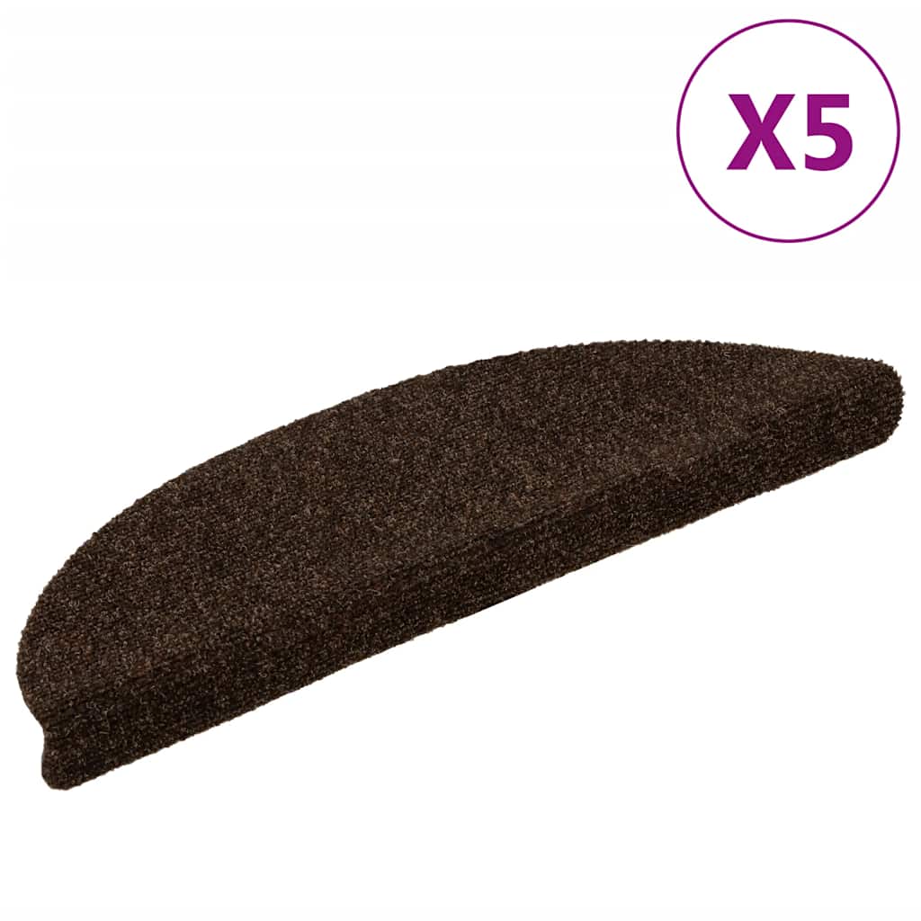 Self Adhesive Stair Treads 5 pcs 56 x 17 x 3 cm Brown Semi Round