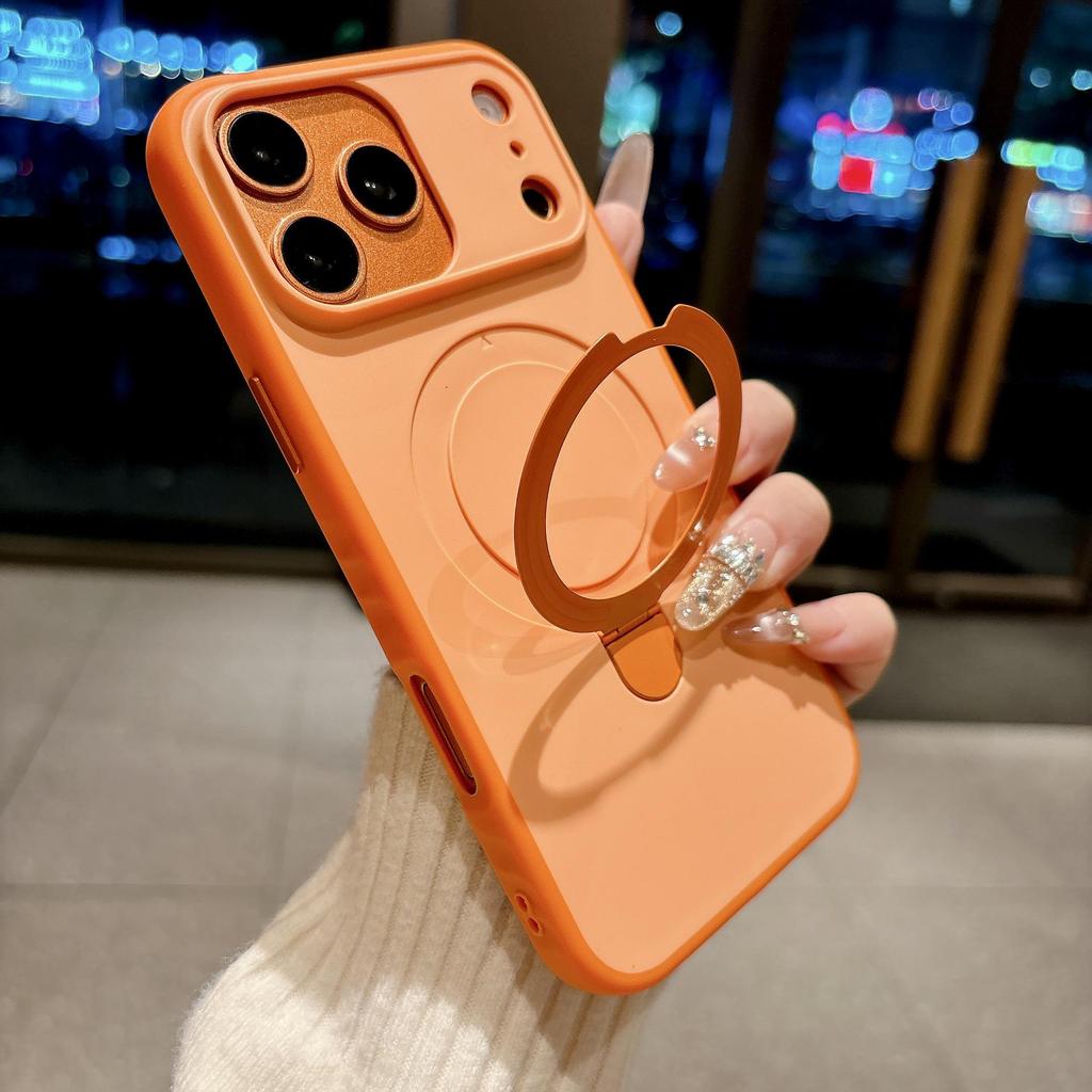 Apple iPhone 17 Pro Max Anti-Slip Skin-Feel Phone Case with Magnetic Metal Bracket for iPhone 16 - Protective Cover 15