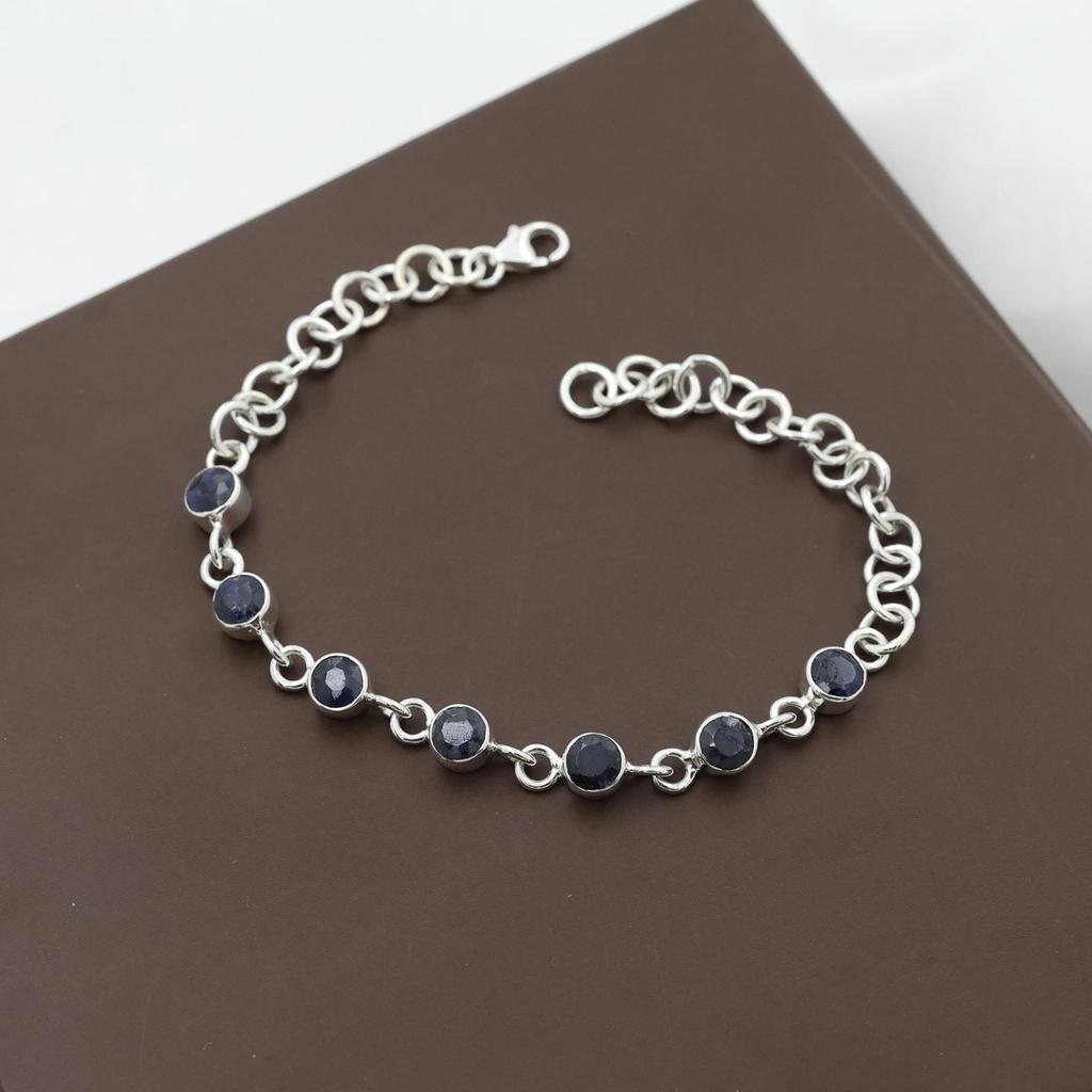 Sapphire Silver Bracelet, 925 Sterling Silver Handmade Jewelry, Women Jewelry, Silver Bracelet, Gift For Her, Ab0548