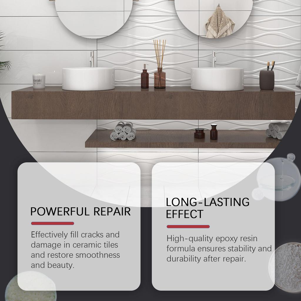 Jakehoe Fliesenreparaturkleber Haushalt Badezimmer Fliesen Bodenfliesenreparatur Marmor AB Reparatur Wasserdichter Kleber