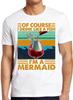 Mermaid Drinking Wine Sea Maiden Like A Fish Funny Vintage Cool Tee T Shirt M724