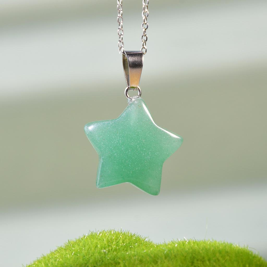 1pc Natural Stone Pendant Five-pointed Star Shape Amethyst Lapis Lazuli Lady Charm Necklace Jewelry Gifts Pendant