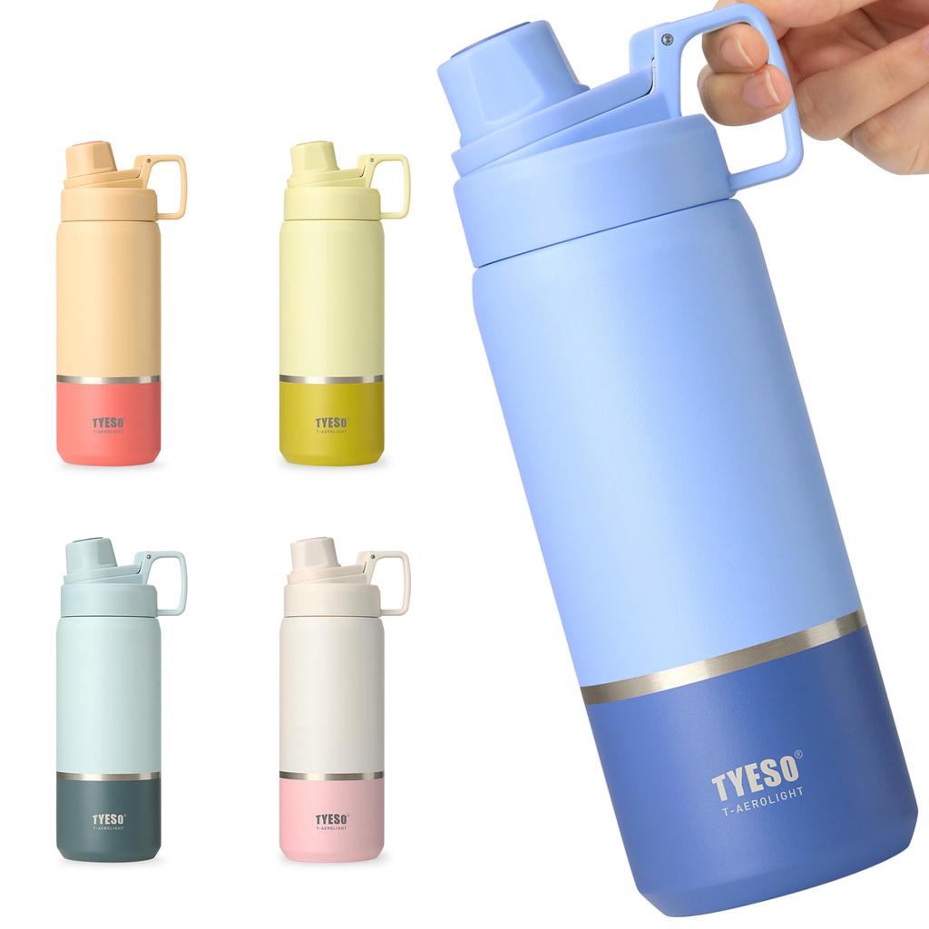 TYESO 750ml Vacuum Insulated Thermos Bottle for Carbonated Drinks, Stainless Steel, Keeps Drinks Cold, Removable Mouthpiece, Easy To Clean, Suitable
